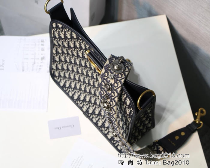 DIOR迪奧 老花布系列 帆布斜挎包 搭配 羅馬復古肩帶  zdo1150
